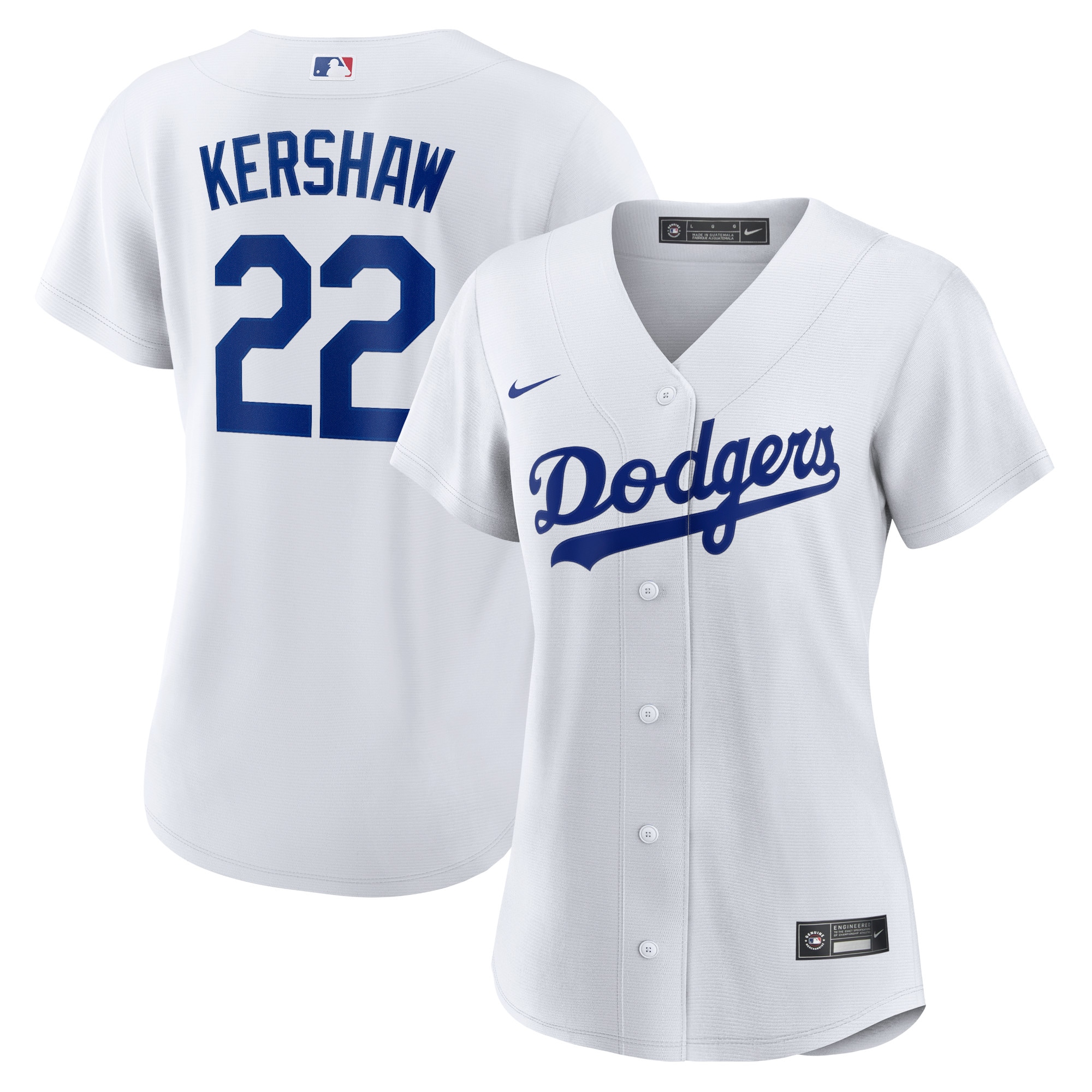 Los Angeles Dodgers Clayton Kershaw White Home Player MLB Jersey Women's