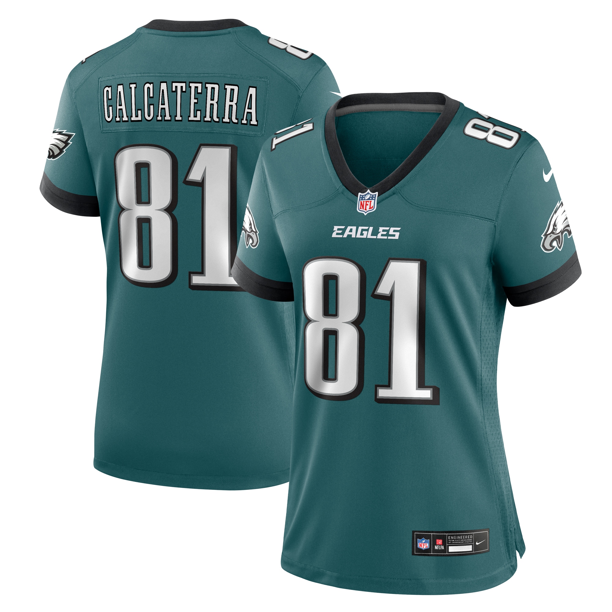 Philadelphia Eagles Grant Calcaterra Midnight Green Team Game NFL Jersey Women's