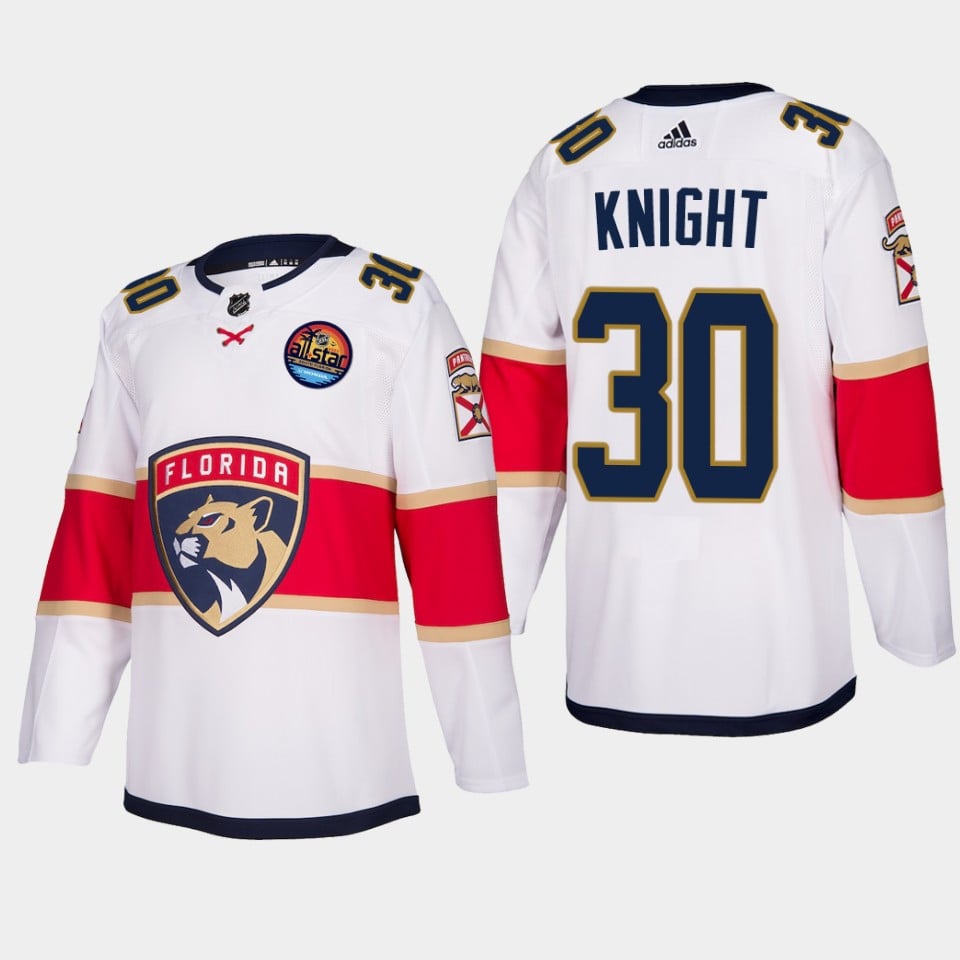 Florida Panthers Spencer Knight 30 2023 All Star Patch Away White NHL Jersey Men's