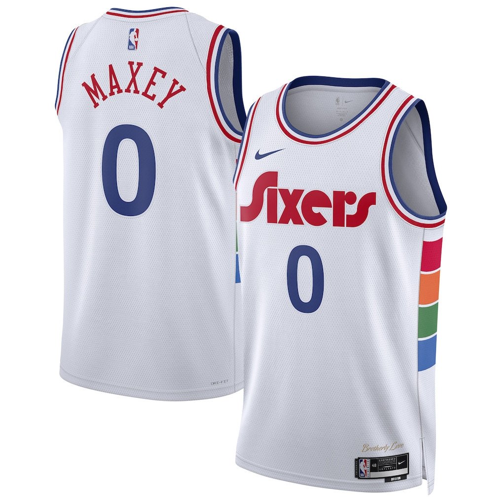 Tyrese Maxey 0 Philadelphia 76ers Unisex 2024/25 Swingman Player City Editio White NBA Jersey Unisex