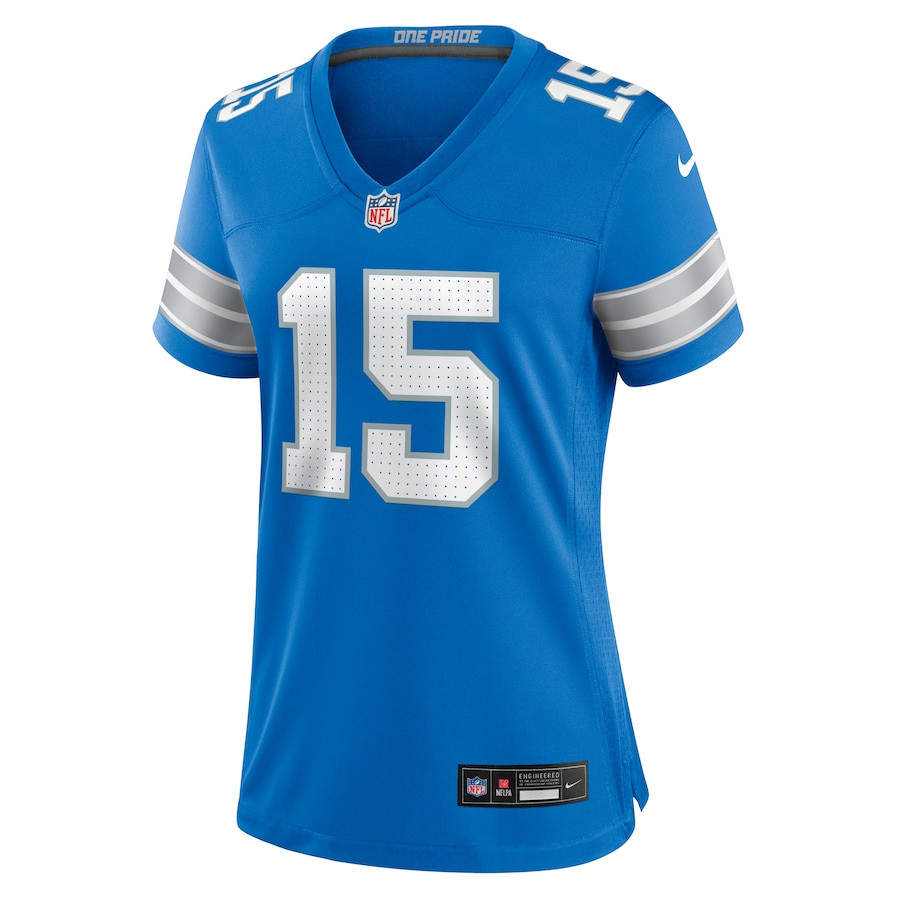 Ennis Rakestraw Jr. 15 Detroit Lions Team Game Blue NFL Jersey Women's