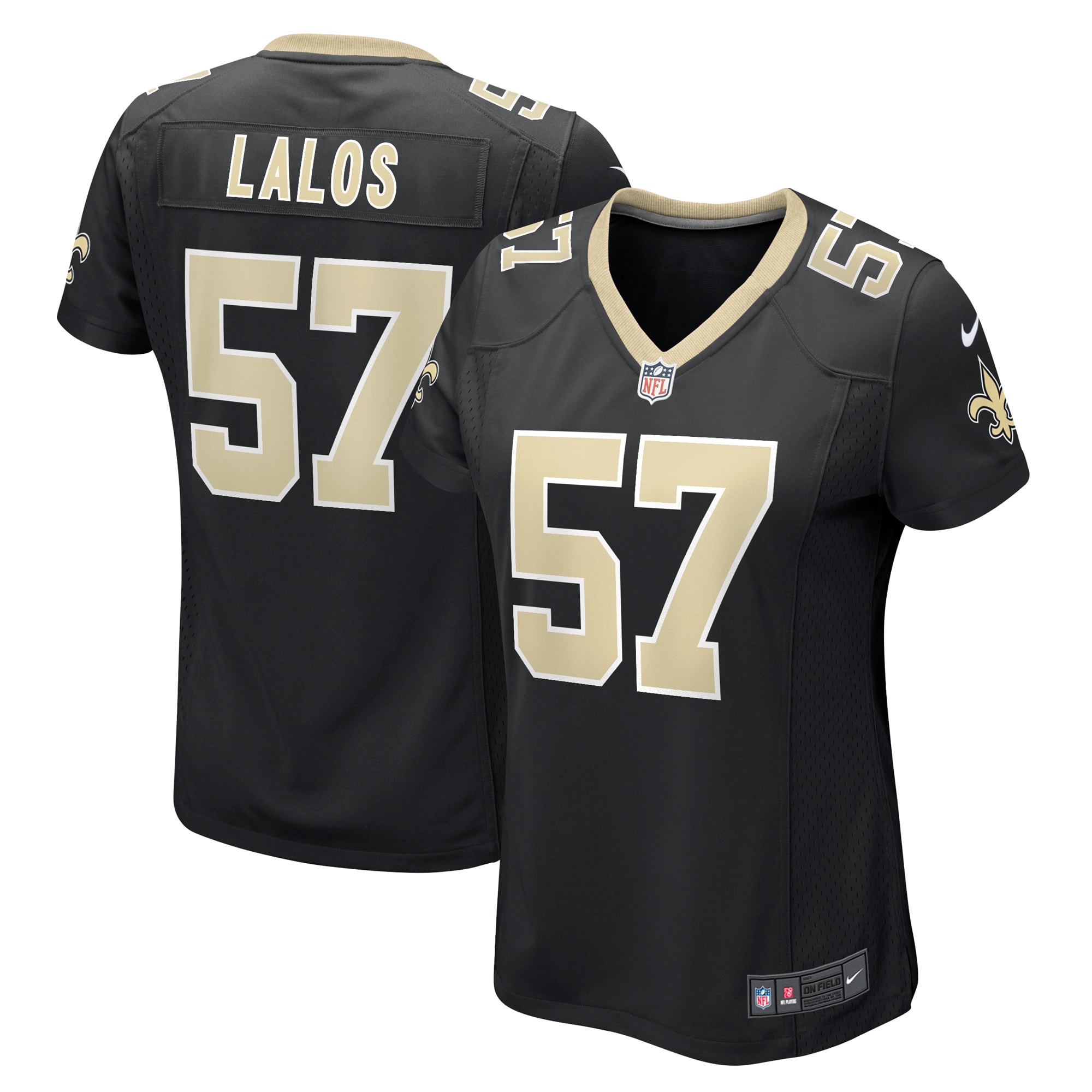 New Orleans Saints Niko Lalos Black Team Game NFL Jersey Women's