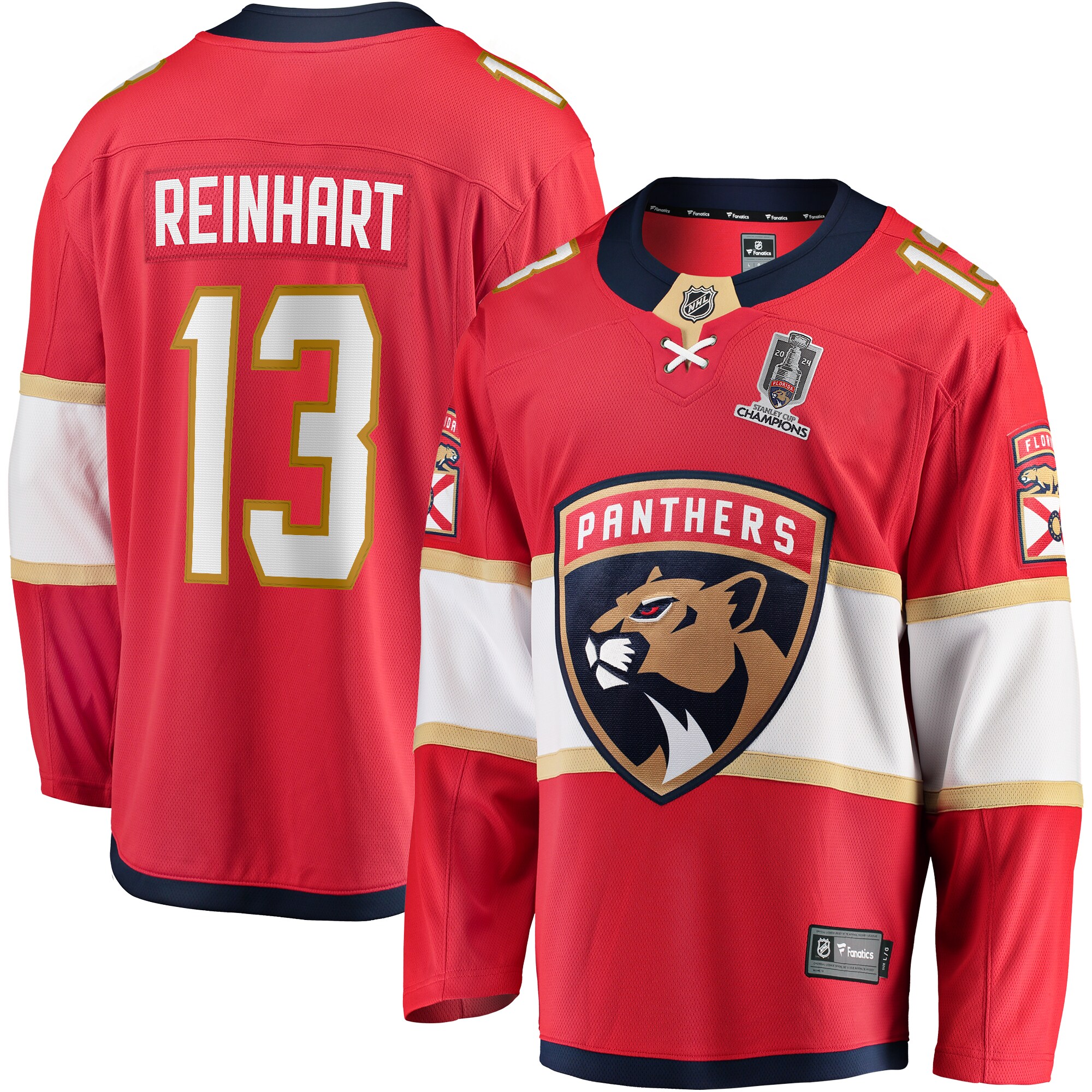Florida Panthers Sam Reinhart Red Home 2024 Stanley Cup Champions Breakaway Player NHL Jersey Men's