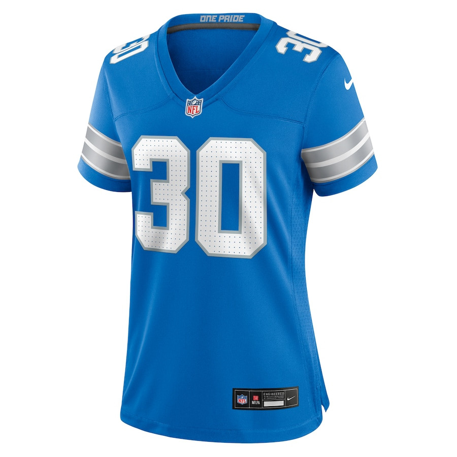 Khalil Dorsey 30 Detroit Lions Team Game Blue NFL Jersey Women's