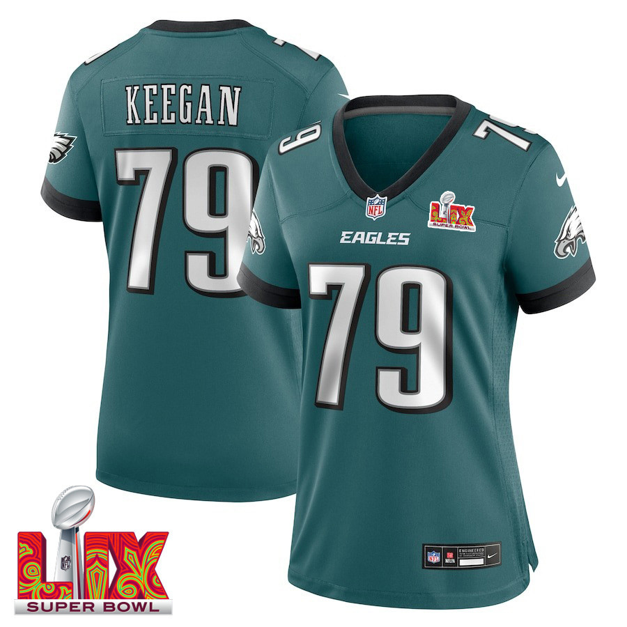 Trevor Keegan #79 Philadelphia Eagles Super Bowl LIX Midnight Green NFL Jersey Women's