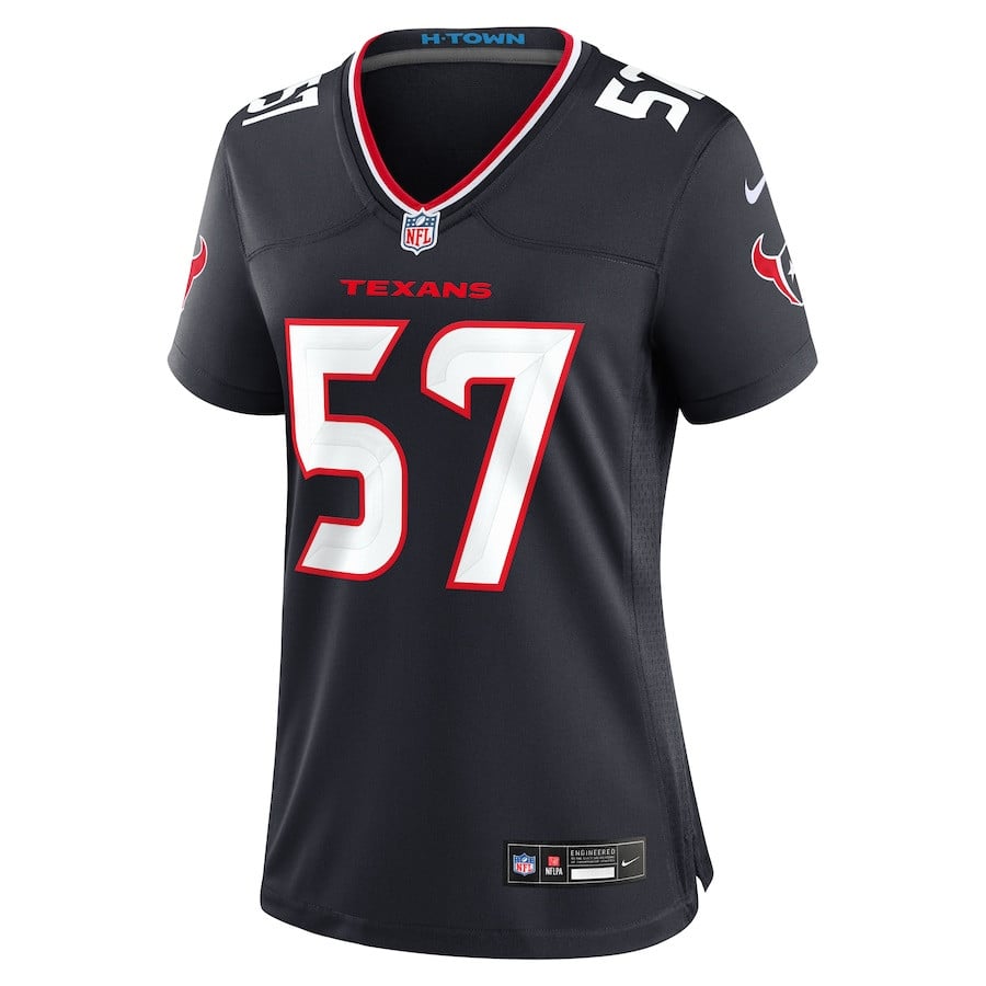 Blake Fisher 57 Houston Texans Team Game Navy NFL Jersey Women's
