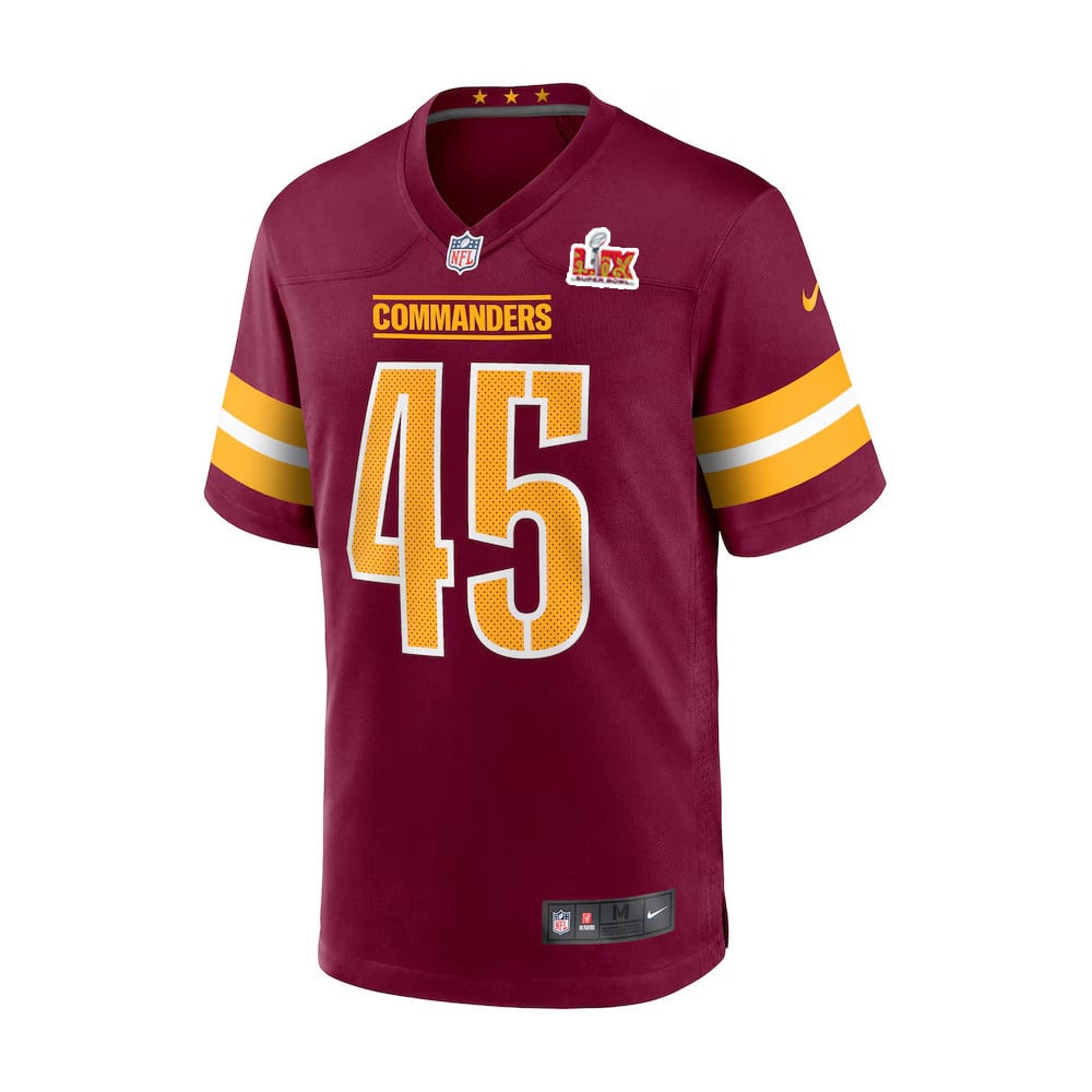 Dominique Hampton #45 Washington Commanders Super Bowl LIX Burgundy NFL Jersey Youth