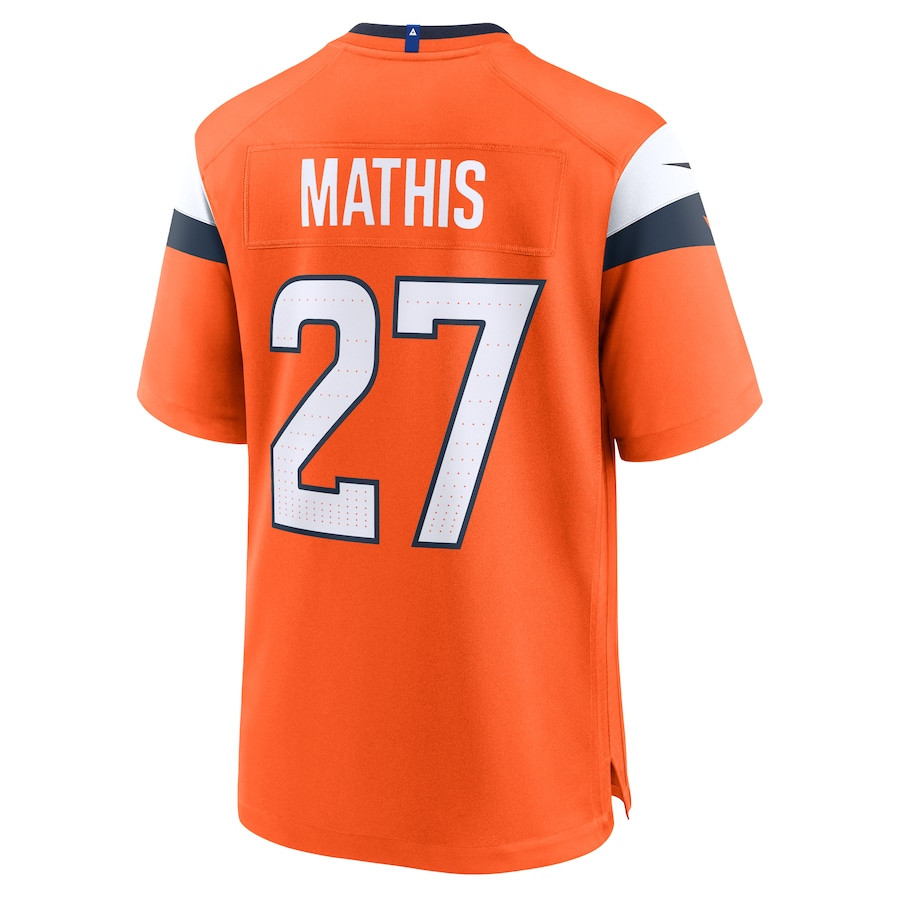 Damarri Mathis 27 Denver Broncos Team Game Orange NFL Jersey Men's