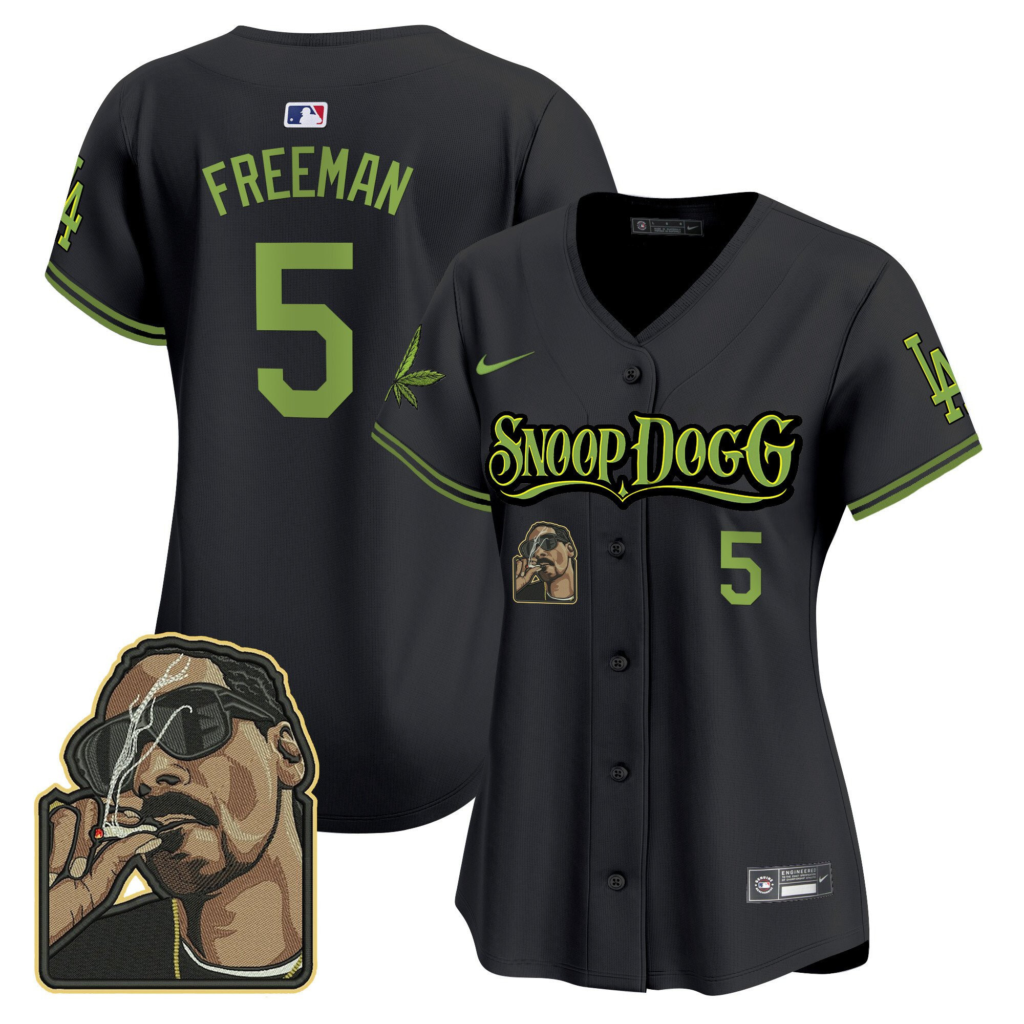 Freddie Freeman 5 Los Angeles Dodgers Snoop Dogg Black MLB Jersey Women's
