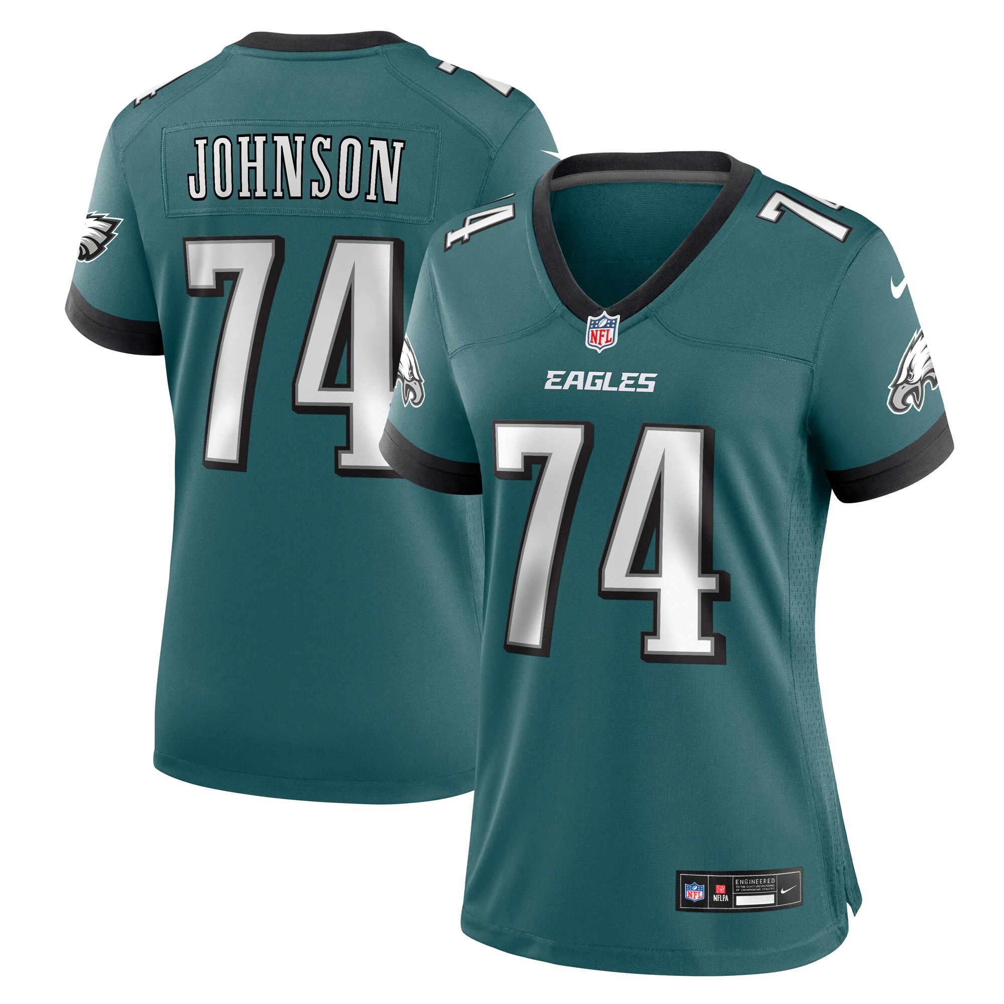 Philadelphia Eagles Fred Johnson Midnight Green Team Game NFL Jersey Women's