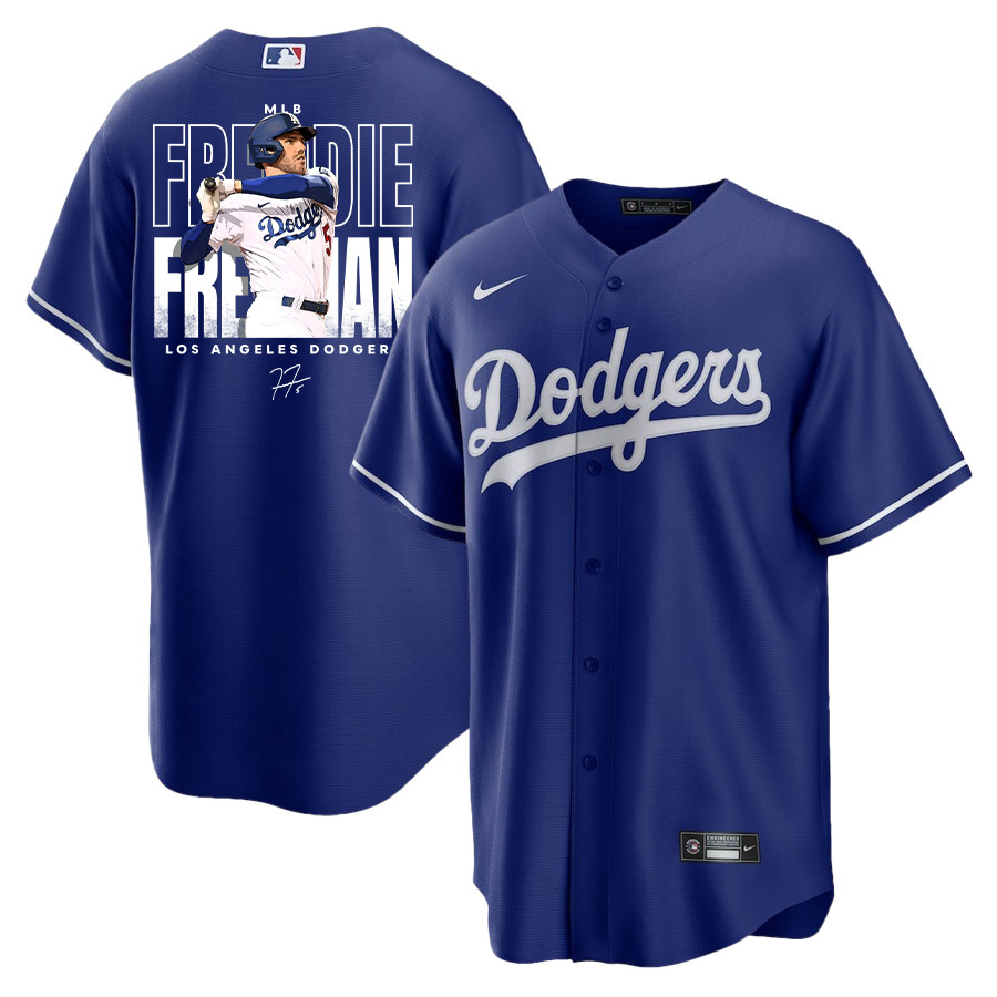 Freddie Freeman 5 Los Angeles Dodgers Signed Home Run 2023 Alternate Player Royal MLB Jersey Men's