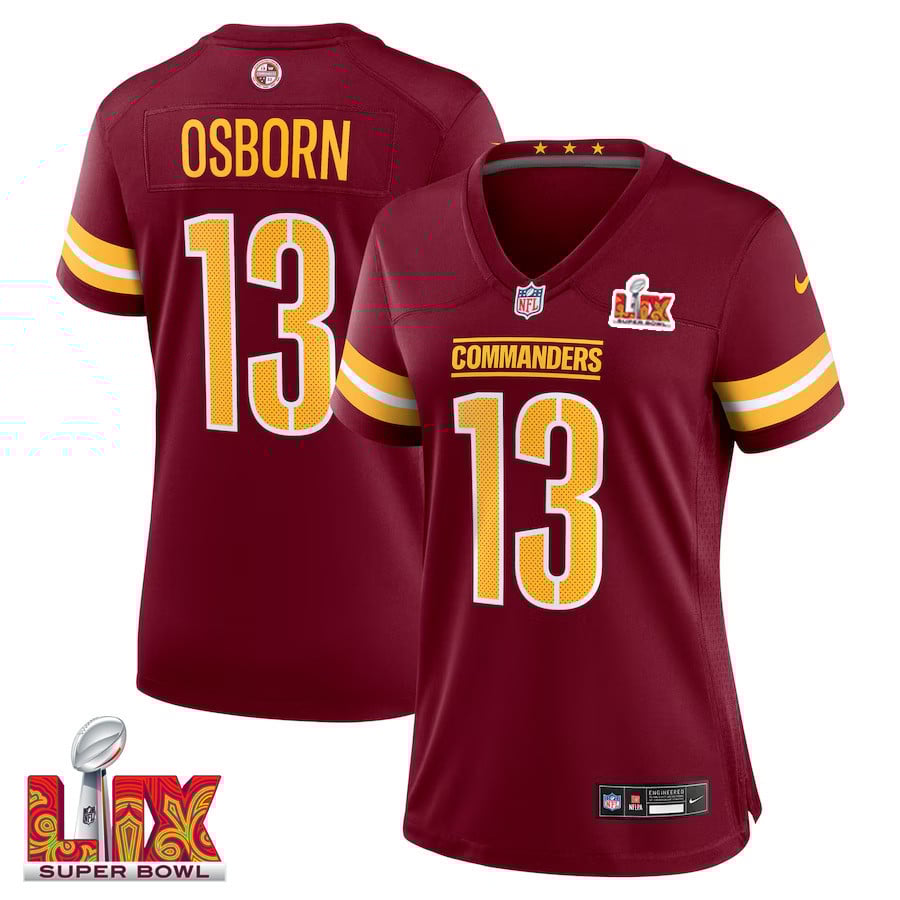 K.J. Osborn #13 Washington Commanders Super Bowl LIX Burgundy NFL Jersey Women's