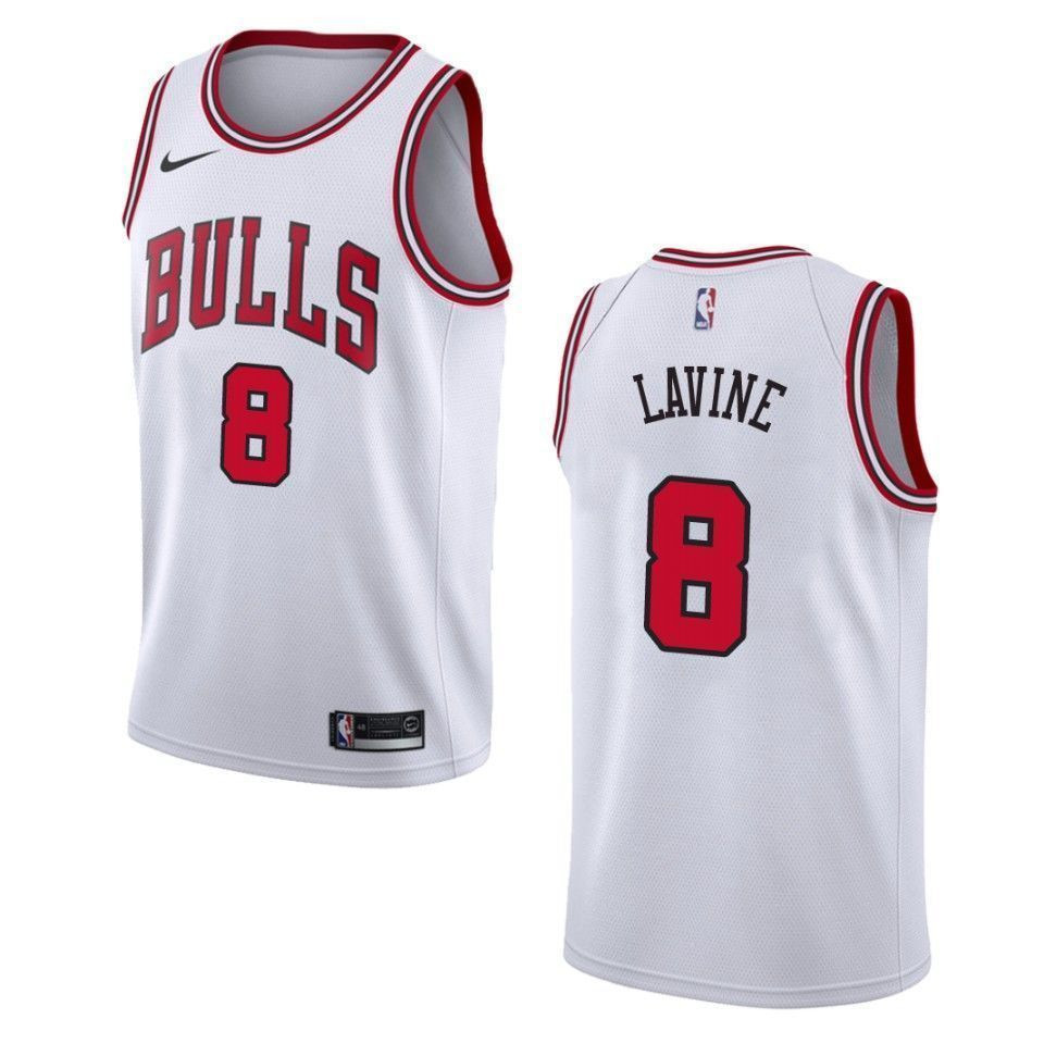 Chicago Bulls 8 Zach Lavine Association Swingman Wihte NBA Jersey Men's