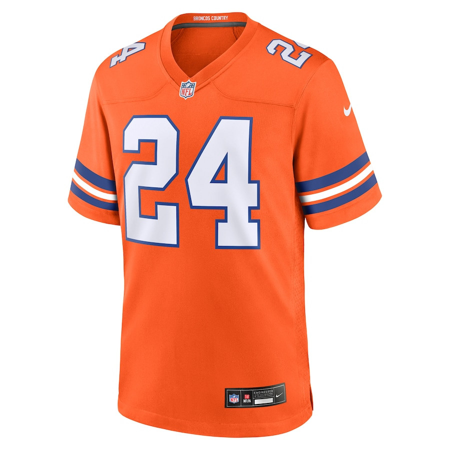 Champ Bailey 24 Denver Broncos Mile High Collection 1977 Throwback Retired Player Game Orange NFL Jersey Men's