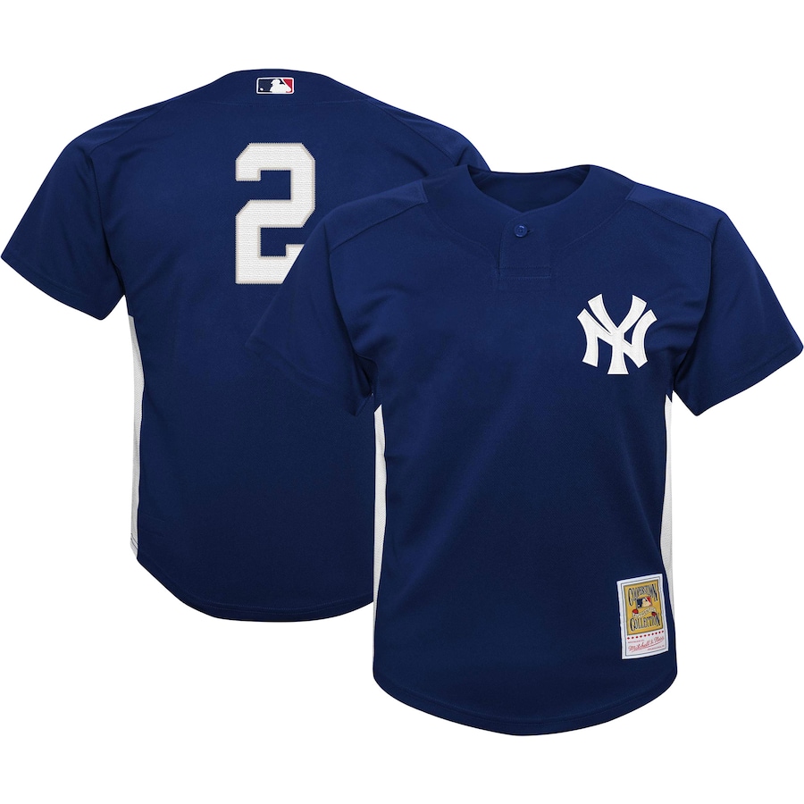 Derek Jeter New York Yankees Mitchell&Ness Youth Team Cooperstown Collection Mesh Batting Practice Jersey Navy
