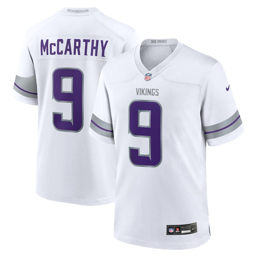 J.J. McCarthy 9 Minnesota Vikings Alternate Game Player White NFL Jersey Men's
