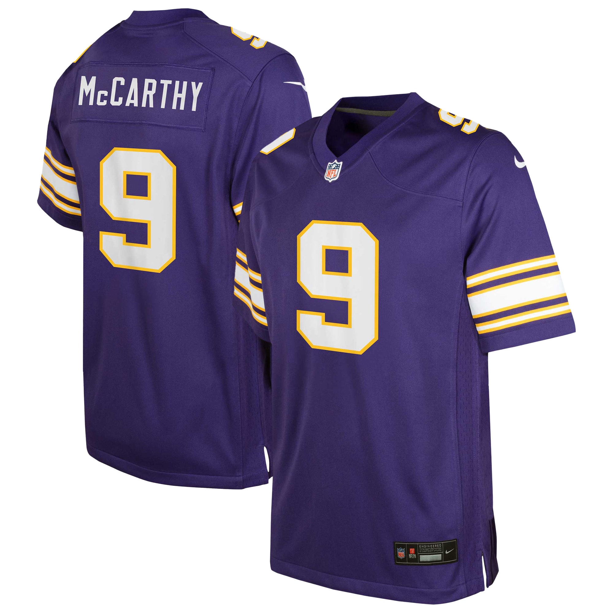 Minnesota Vikings J.J. McCarthy Purple Classic Alternate Player Game NFL Jersey Youth