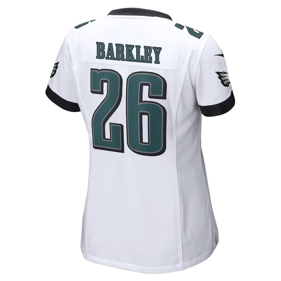 Saquon Barkley 26 Philadelphia Eagles Game White NFL Jersey Women's