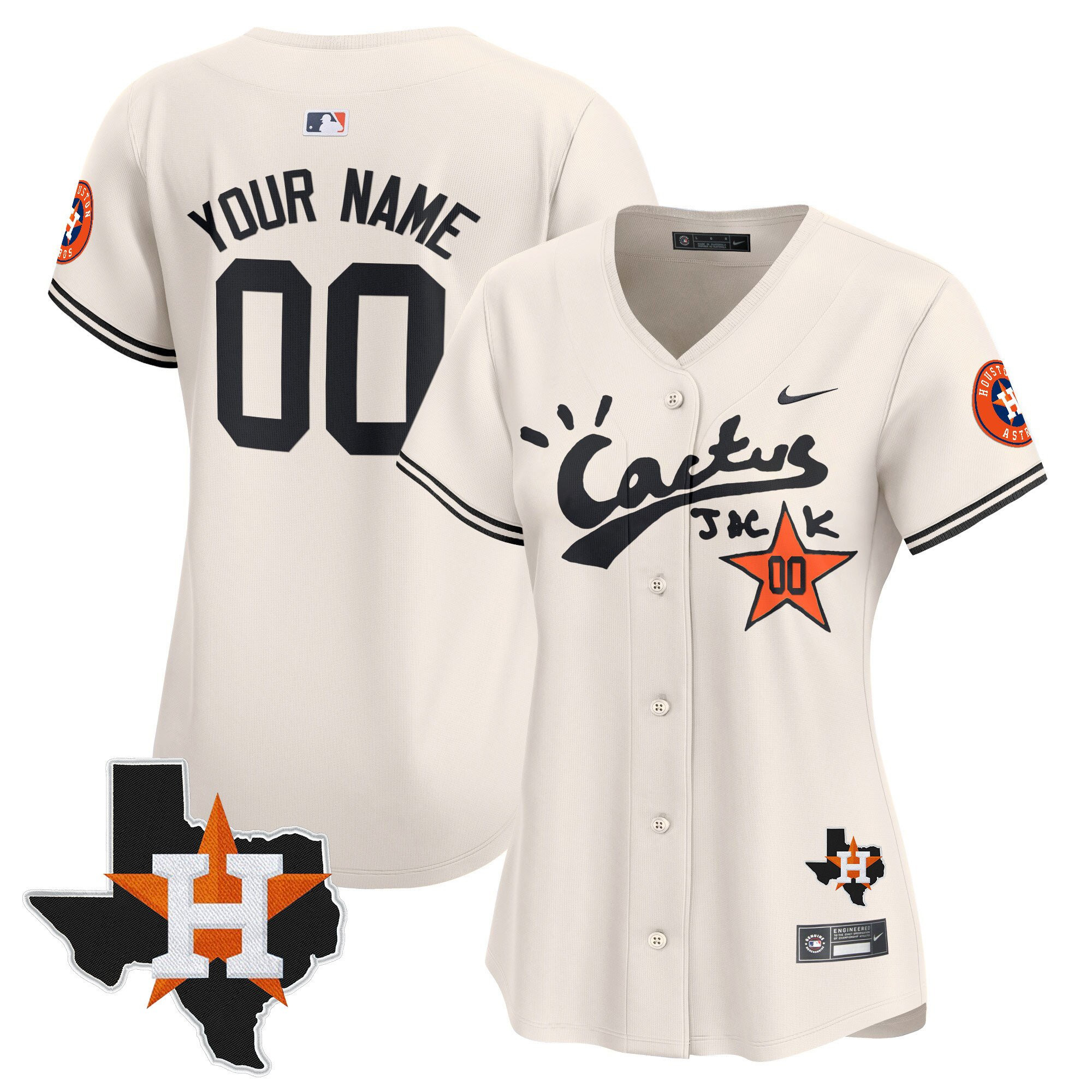 Houston Astros Cactus Jack Houston Patch Custom Limited MLB Jersey Women's