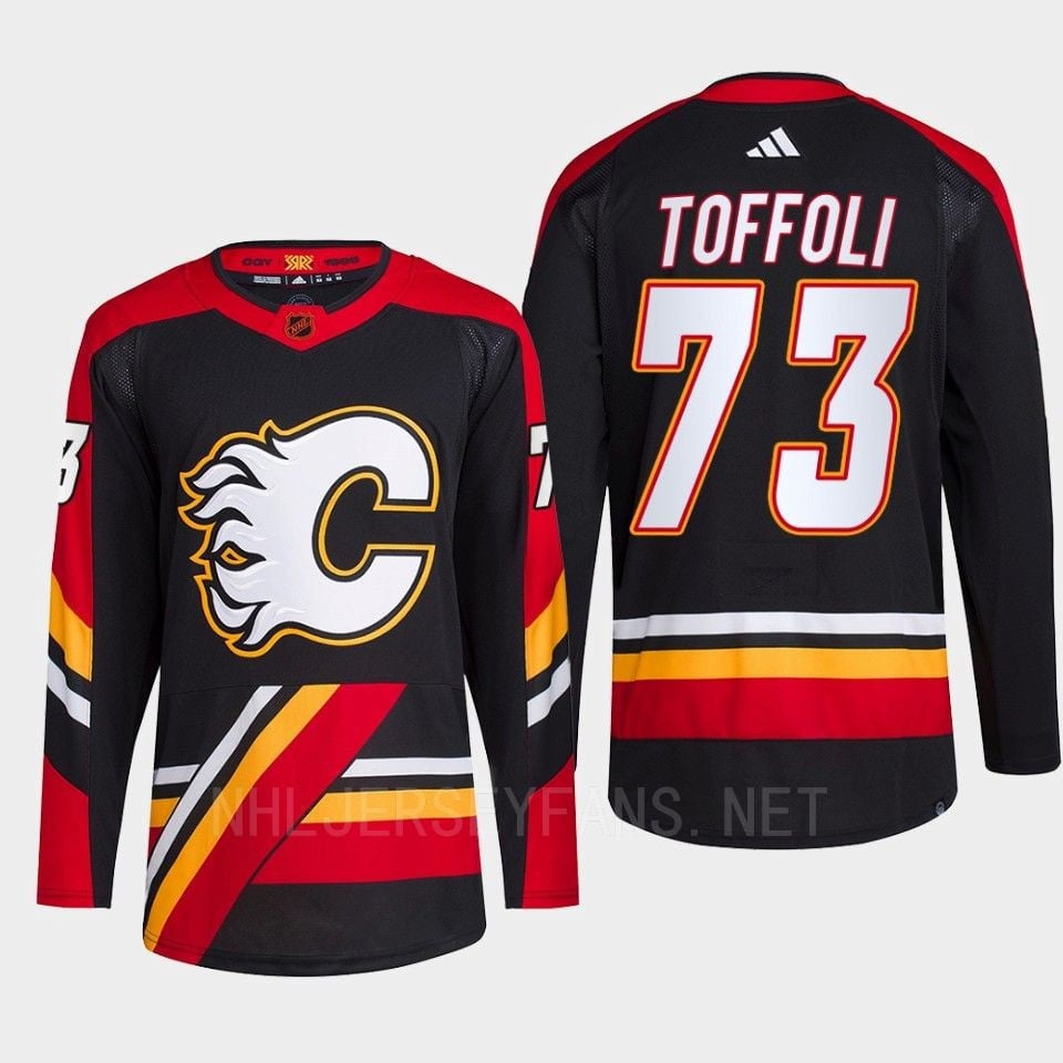 Tyler Toffoli 73 Reverse Retro 2.0 2022 Calgary Flames Black Primegreen NHL Jersey Men's