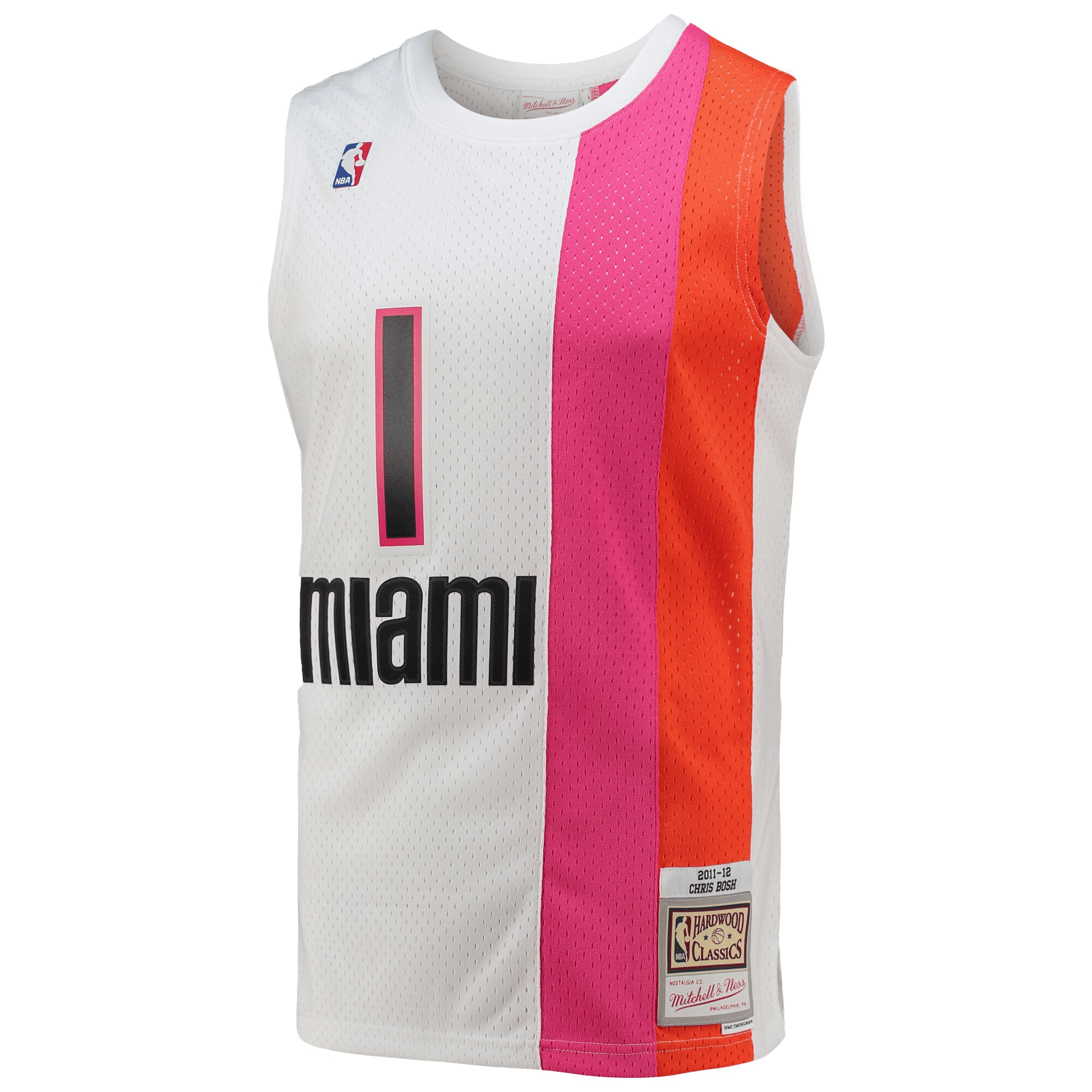 Chris Bosh Miami Heat Mitchell Ness 2011-12 Hardwood Classics Swingman White NBA Jersey Men's