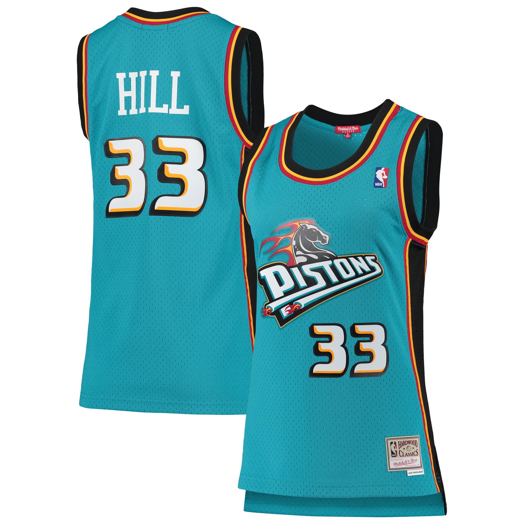 Mitchell Ness Grant Hill Teal Detroit Pistons 1998-99 Hardwood Classics Swingman NBA Jersey Women's