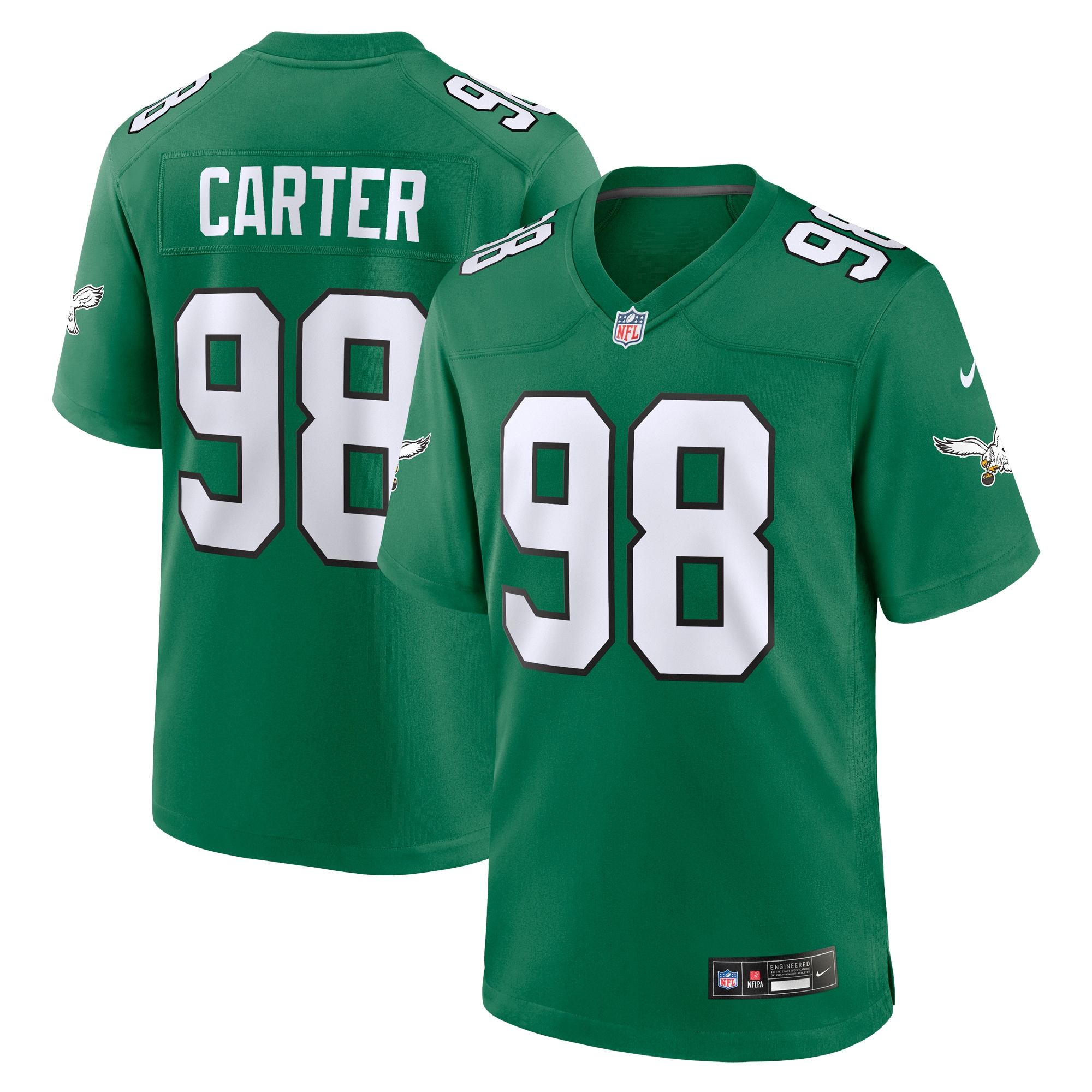 Philadelphia Eagles Jalen Carter Kelly Green Alternate Game NFL Jersey Men's