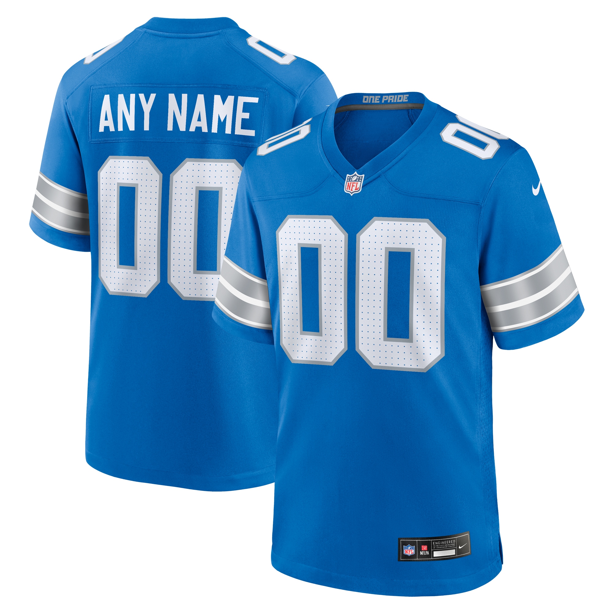 Detroit Lions Blue Custom Game NFL Jersey Men's