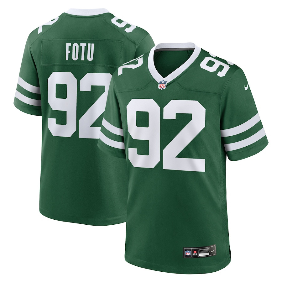 Leki Fotu 92 New York Jets Team Game Legacy Green NFL Jersey Men's