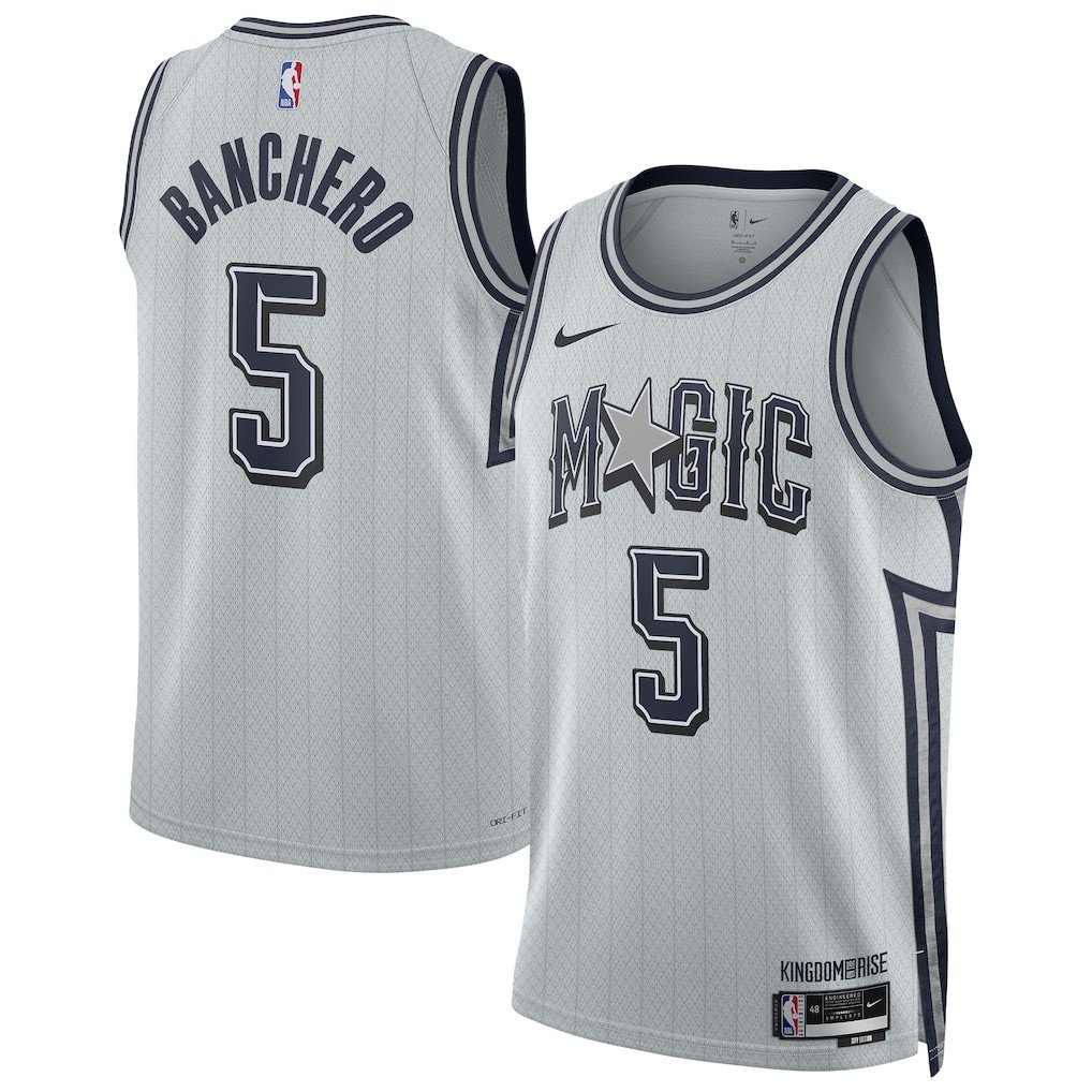 Paolo Banchero 5 Orlando Magic Unisex 2024/25 Swingman Player City Edition Silver NBA Jersey Unisex