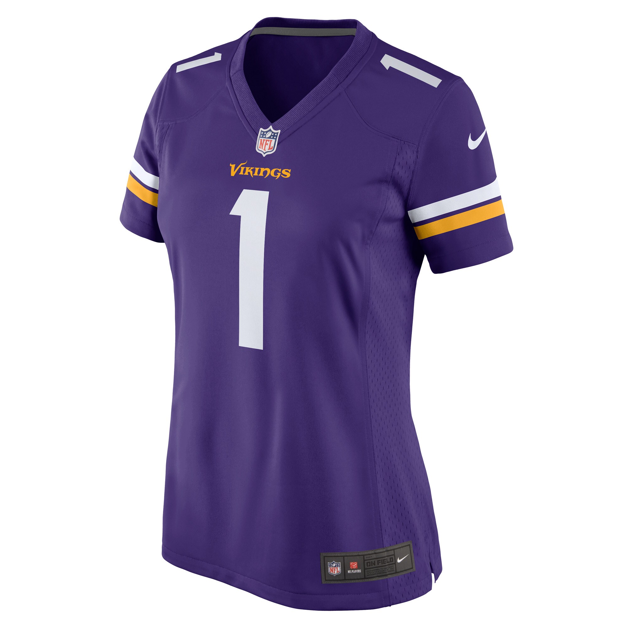 Minnesota Vikings Number 1 Bride Purple Game NFL Jersey Women's