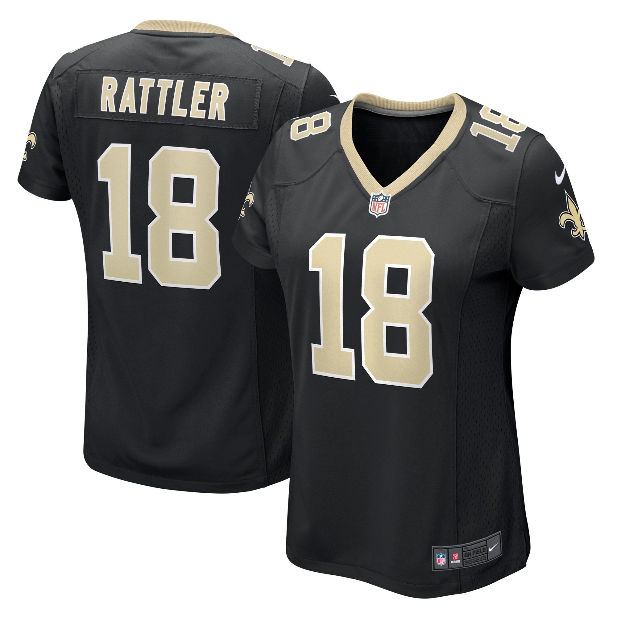New Orleans Saints Spencer Rattler Black Game NFL Jersey Women's