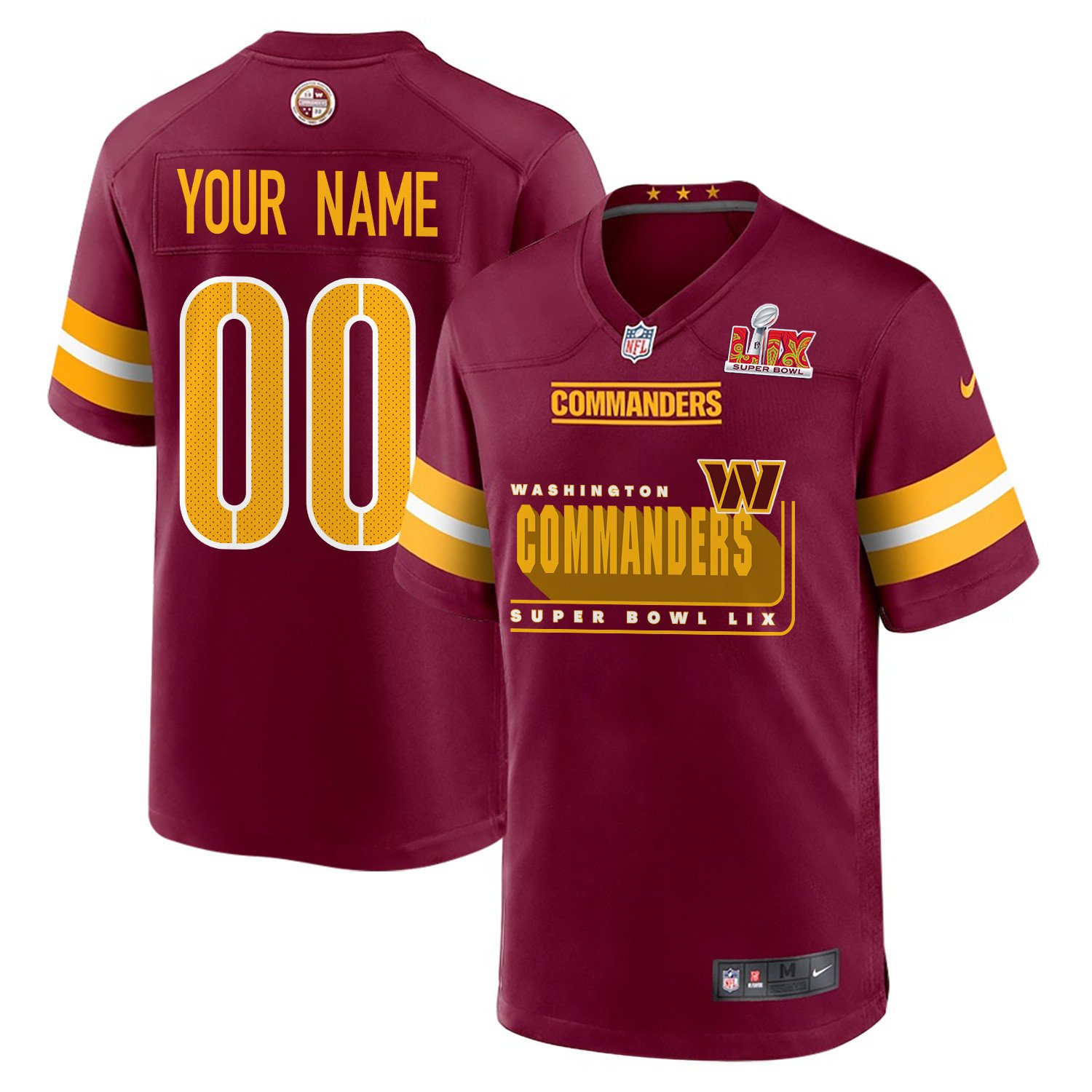 Washington Commanders Super Bowl LIX Champions Big Commanders Game Custom Burgundy NFL Jersey Men's