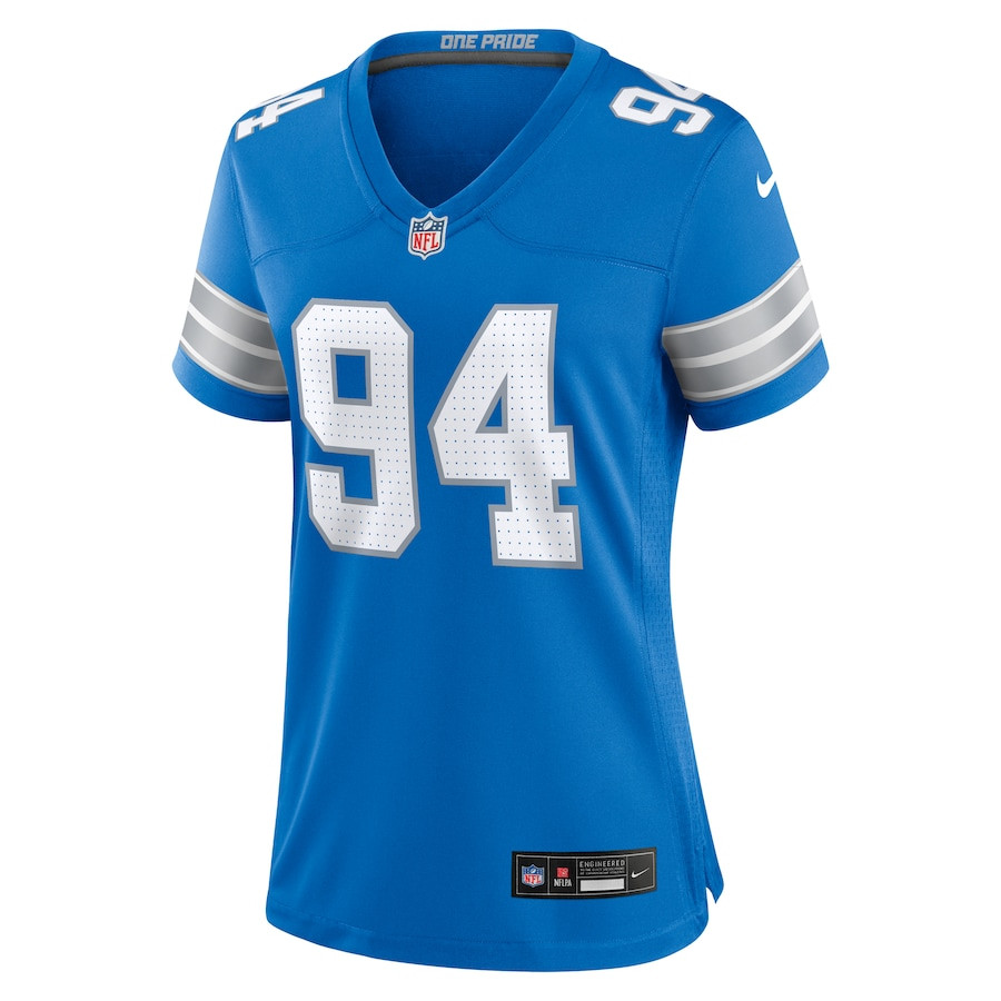 Mekhi Wingo 94 Detroit Lions Team Game Blue NFL Jersey Women's