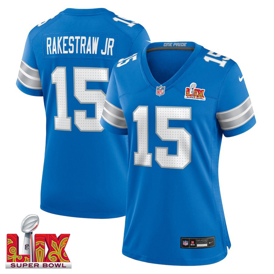 Ennis Rakestraw Jr. #15 Detroit Lions Super Bowl LIX Blue NFL Jersey Women's
