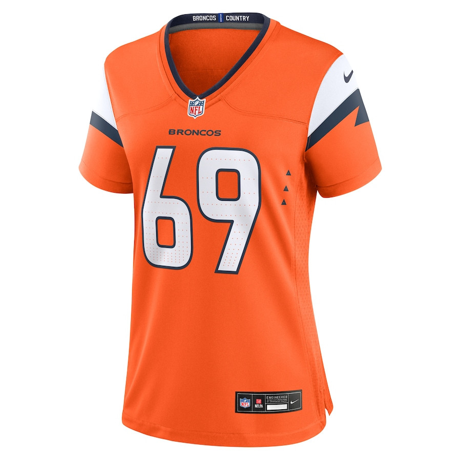Mike McGlinchey 69 Denver Broncos Team Game Orange NFL Jersey Women's