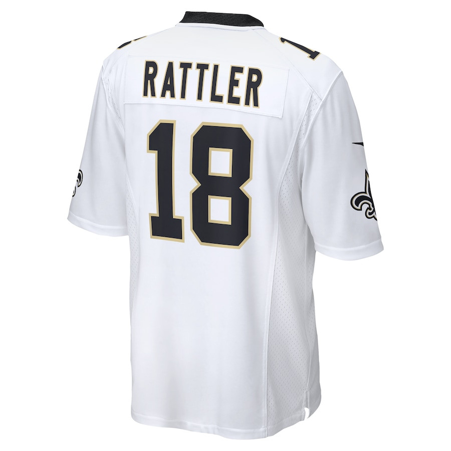 Spencer Rattler 18 New Orleans Saints Game White NFL Jersey Men's