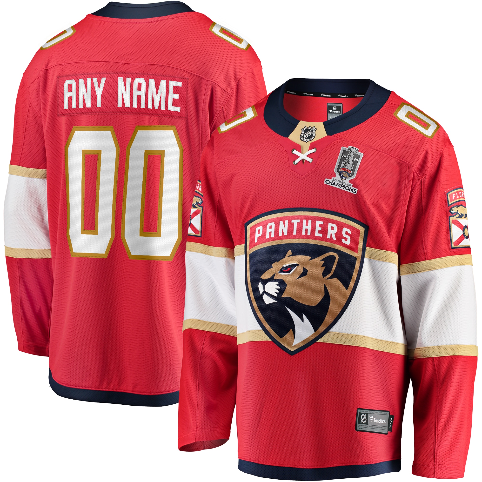 Florida Panthers Red Home 2024 Stanley Cup Champions Breakaway Custom NHL Jersey Men's