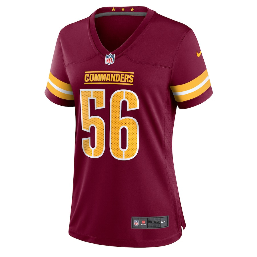 Jalen Harris 56 Washington Commanders Game Burgundy NFL Jersey Women's