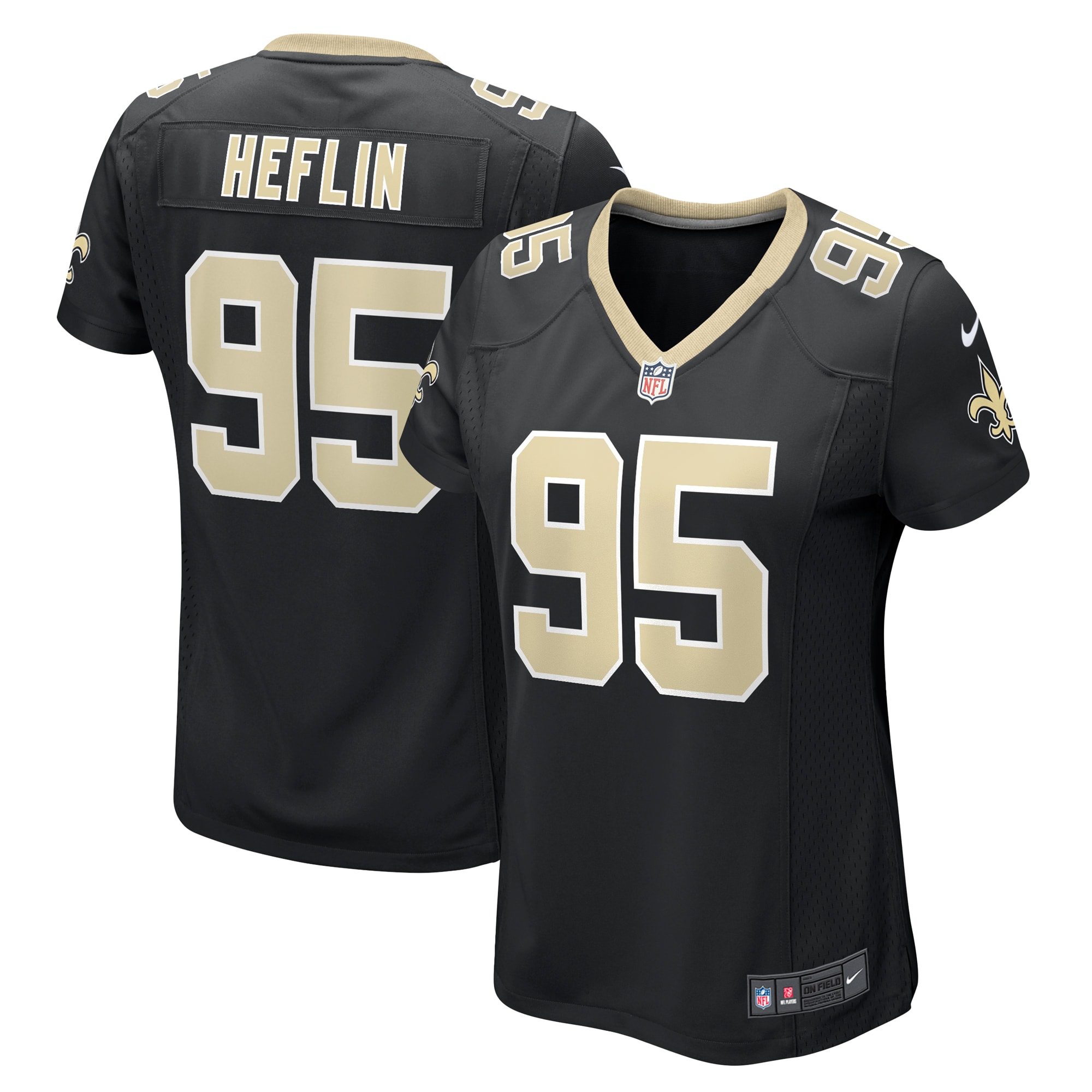 New Orleans Saints Jack Heflin Black Team Game NFL Jersey Women's