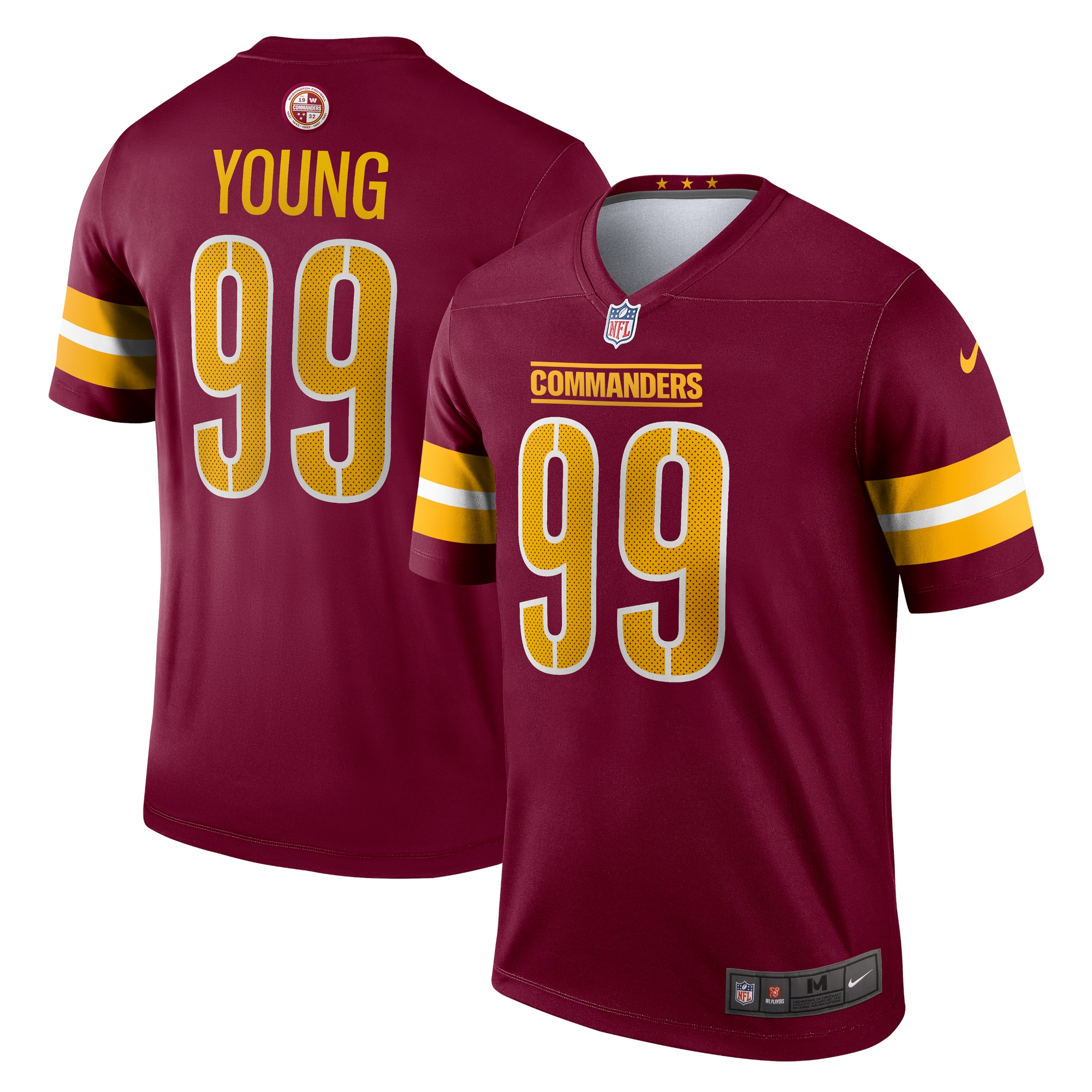 Washington Commanders Chase Young Burgundy Team Legend Player Performance Top NFL Jersey Men's