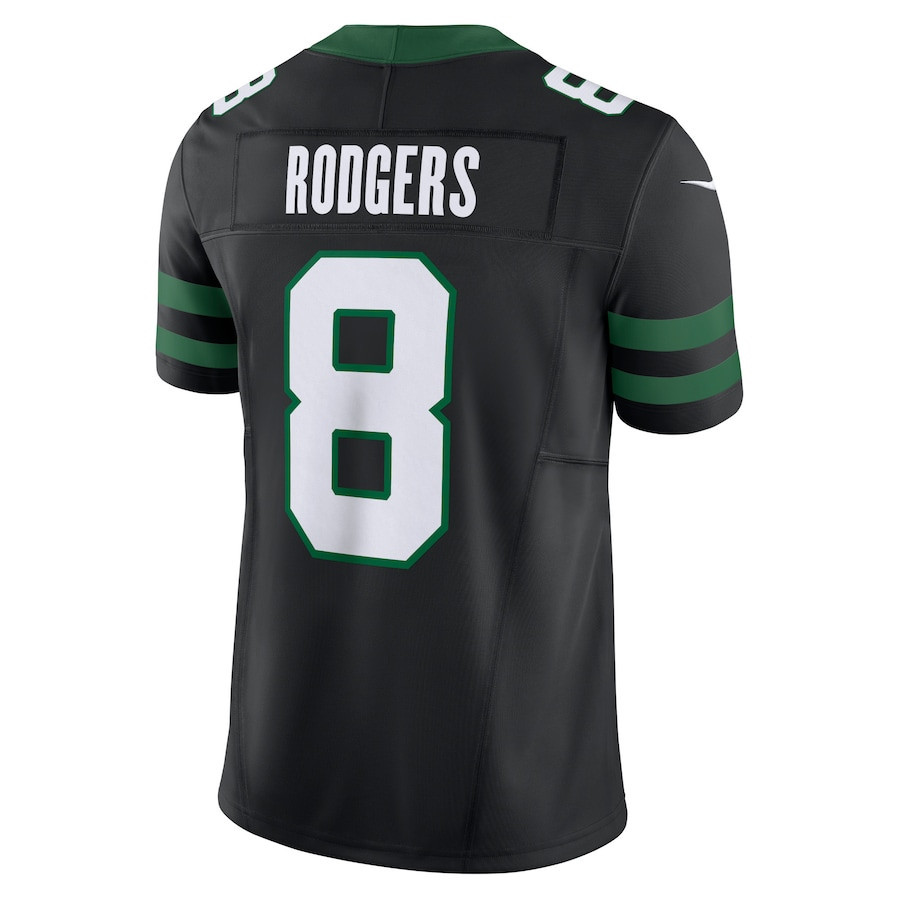 Aaron Rodgers 8 New York Jets Alternate Vapor F.U.S.E. Limited Legacy Black NFL Jersey Men's