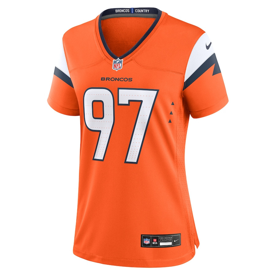 Malcolm Roach 97 Denver Broncos Team Game Orange NFL Jersey Women's