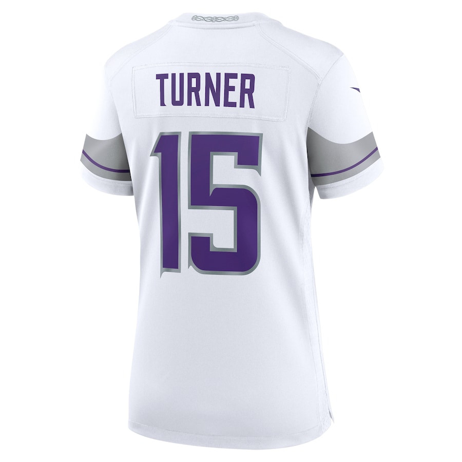 Dallas Turner 15 Minnesota Vikings Alternate Game White NFL Jersey Women's