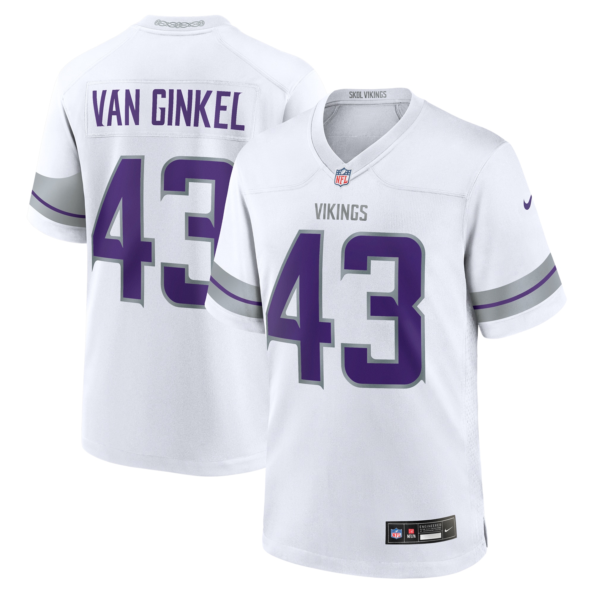 Minnesota Vikings Andrew Van Ginkel White Alternate Game NFL Jersey Men's