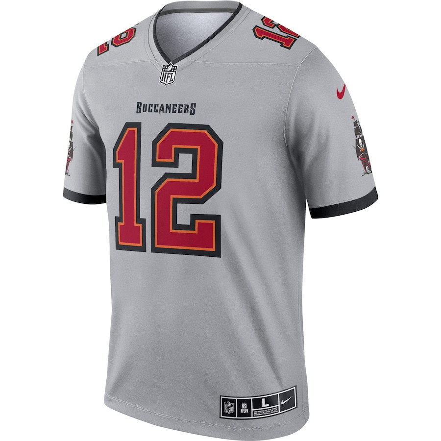 Tom Brady 12 Tampa Bay Buccaneers Inverted Legend Gray NFL Jersey Men's
