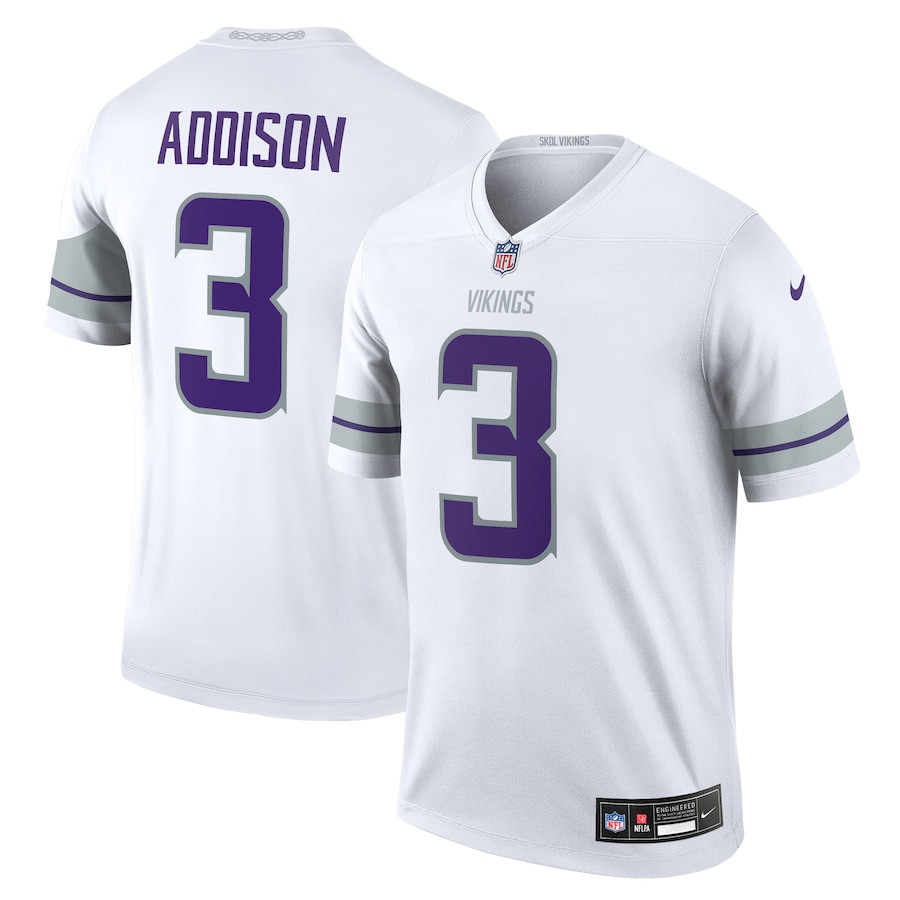 Jordan Addison 3 Minnesota Vikings Alternate Legend Player White NFL Jersey Men's