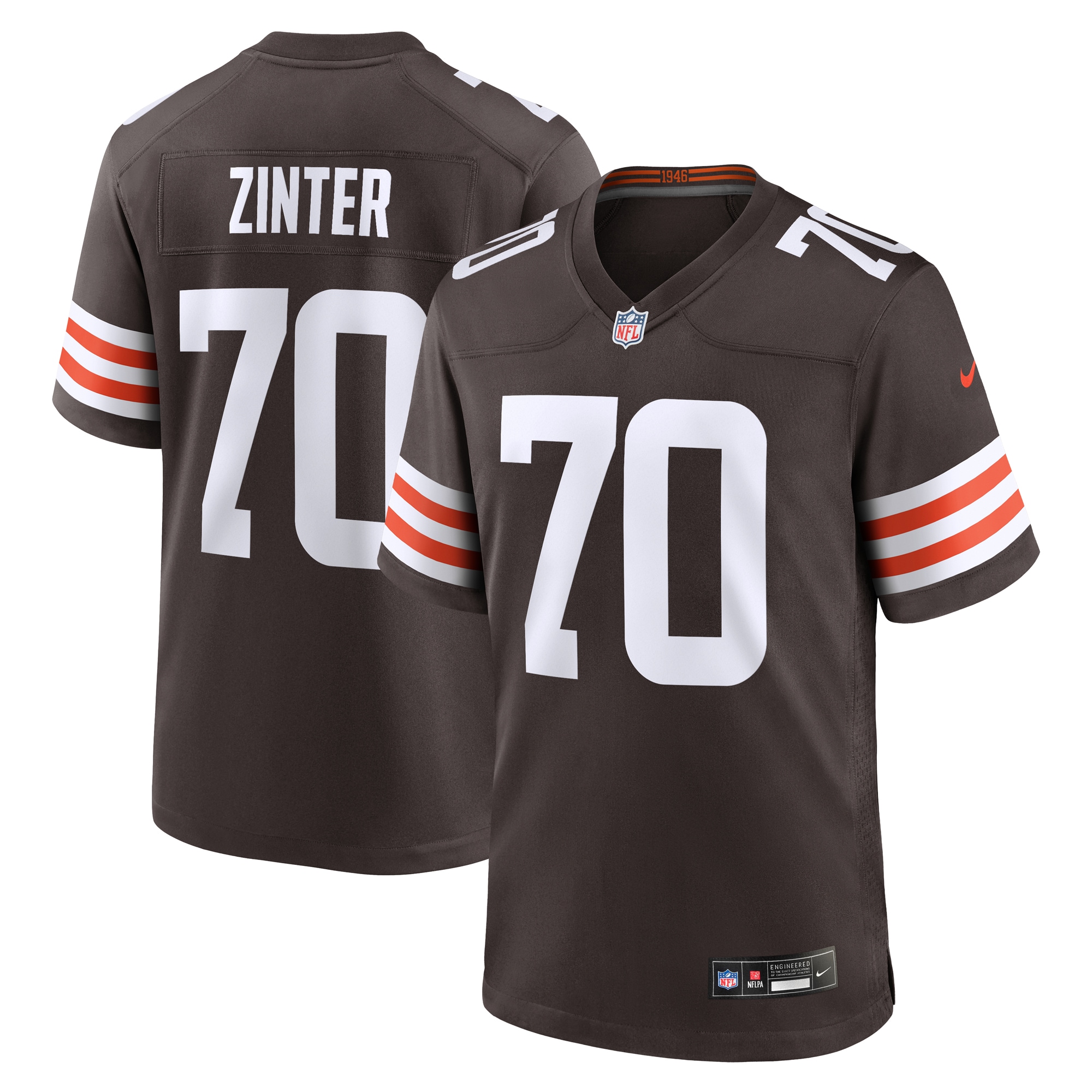 Cleveland Browns Zak Zinter Brown Team Game NFL Jersey Men's