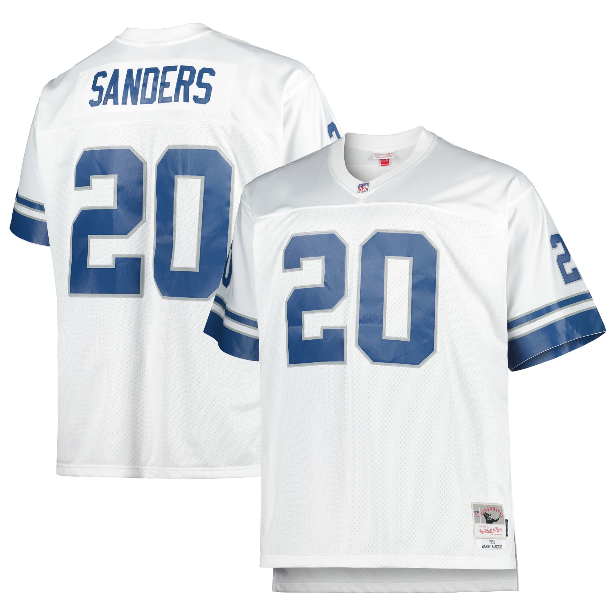 Detroit Lions Barry Sanders Mitchell Ness White Big Tall 1996 Retired Player NFL Jersey Men's
