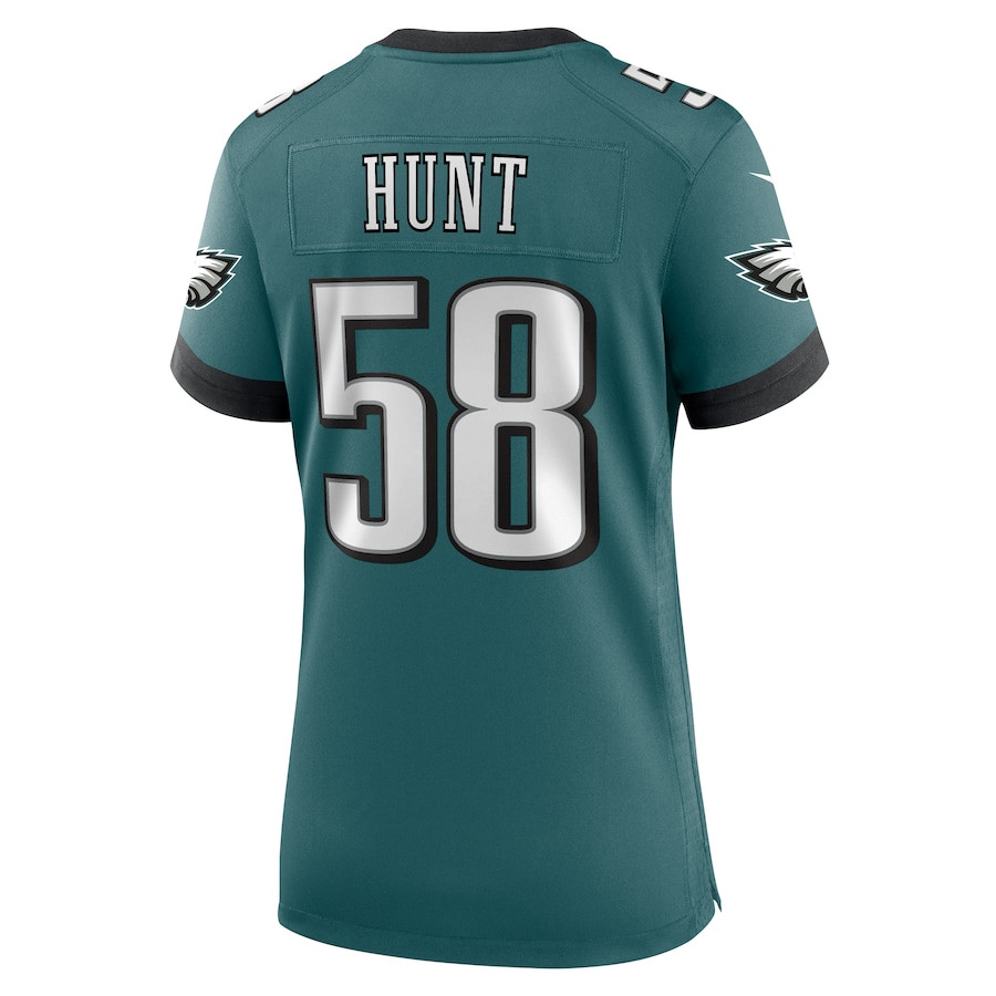 Jalyx Hunt 58 Philadelphia Eagles Team Game Midnight Green NFL Jersey Women's
